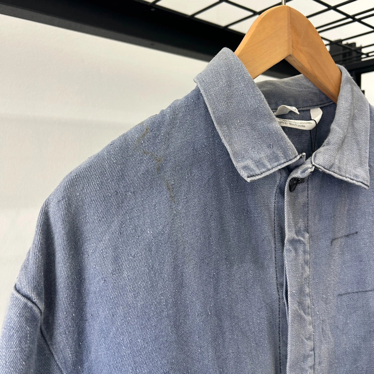 VINTAGE 1960s | French Faded Blue Workwear Chore Shirt Jacket sz 54 L