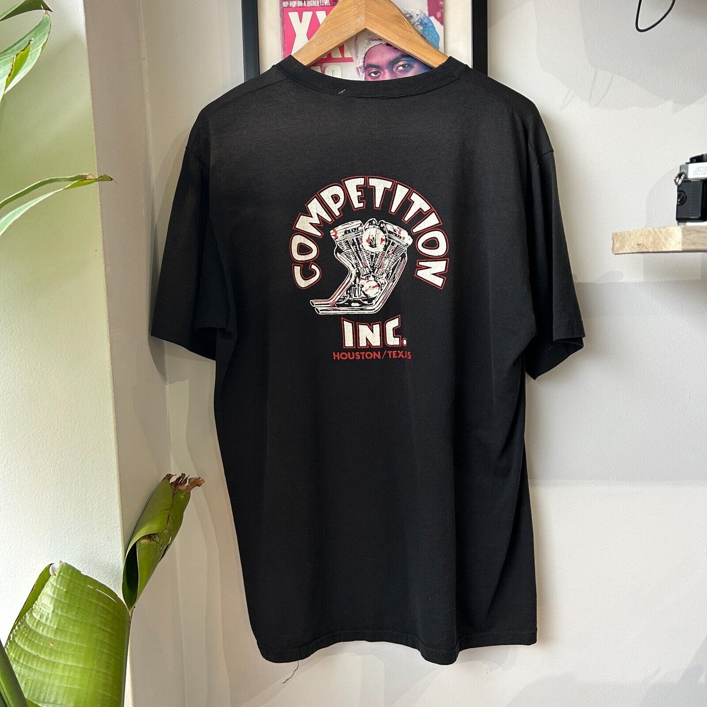 VINTAGE 1987 | Harley Davidson Competition Faded Black Biker T-Shirt sz L Adult