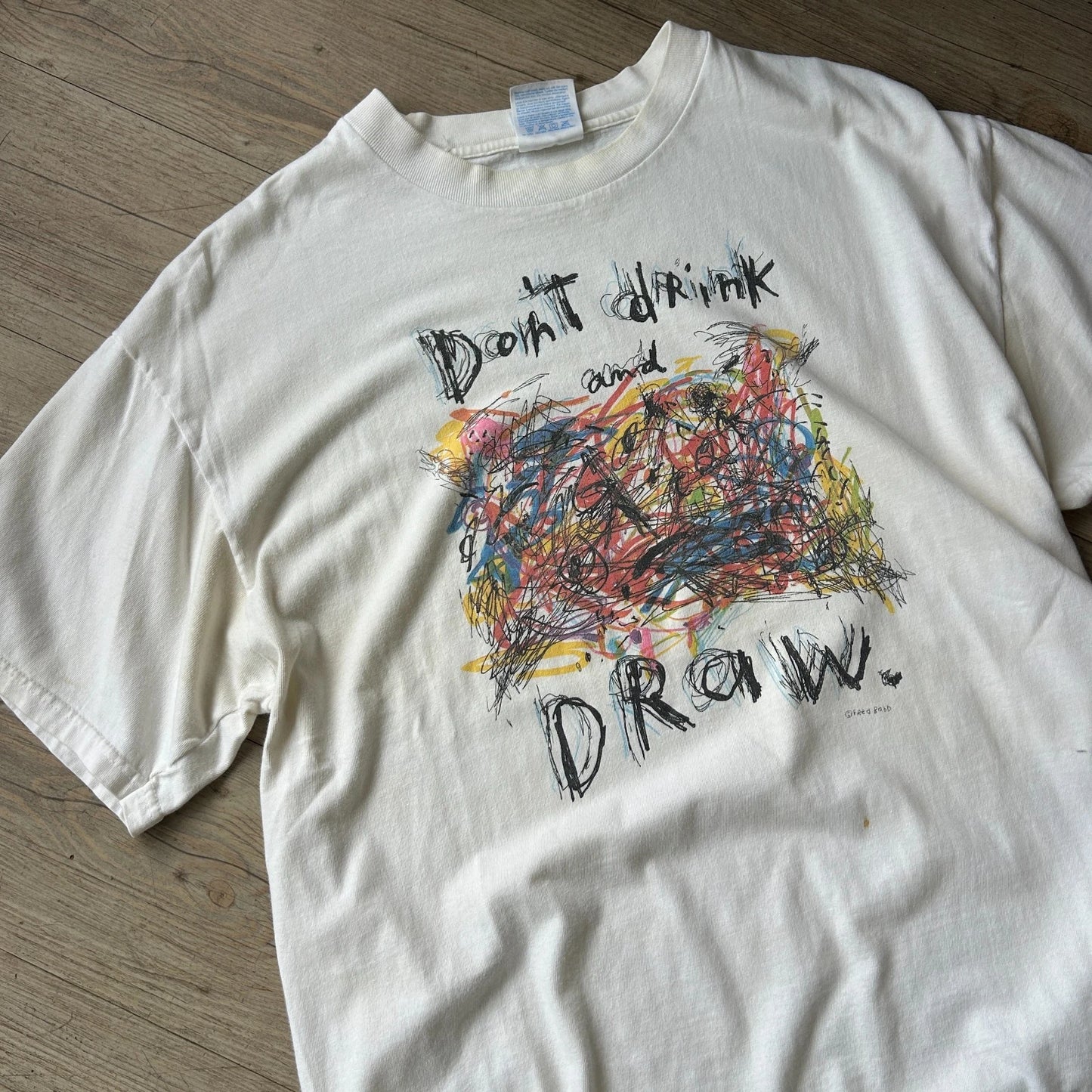 VINTAGE | Don't Drink & Draw Fred Babb Thrashed T-Shirt sz L