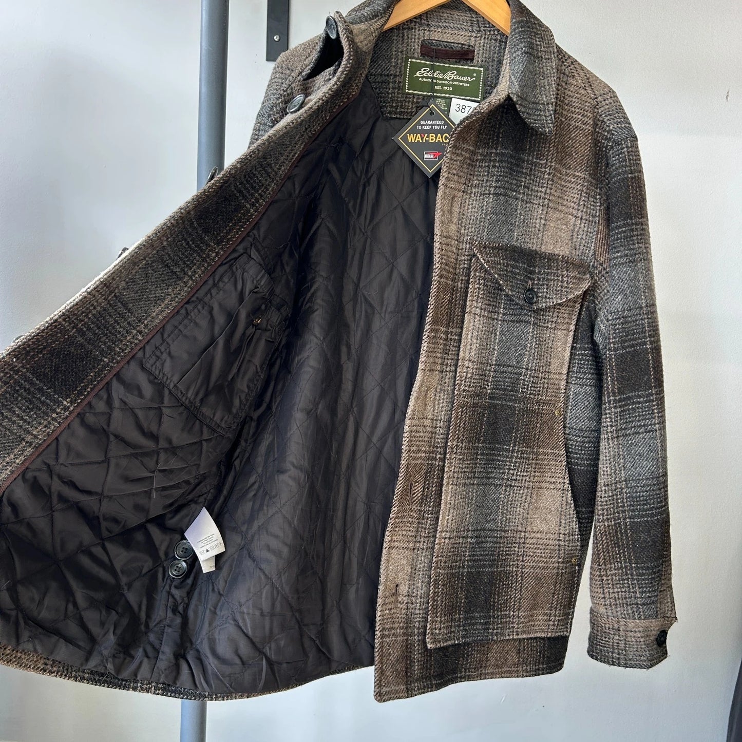 VINTAGE | Eddie Bauer Ombre Shadow Plaid Wool Nylon Field Jacket sz L