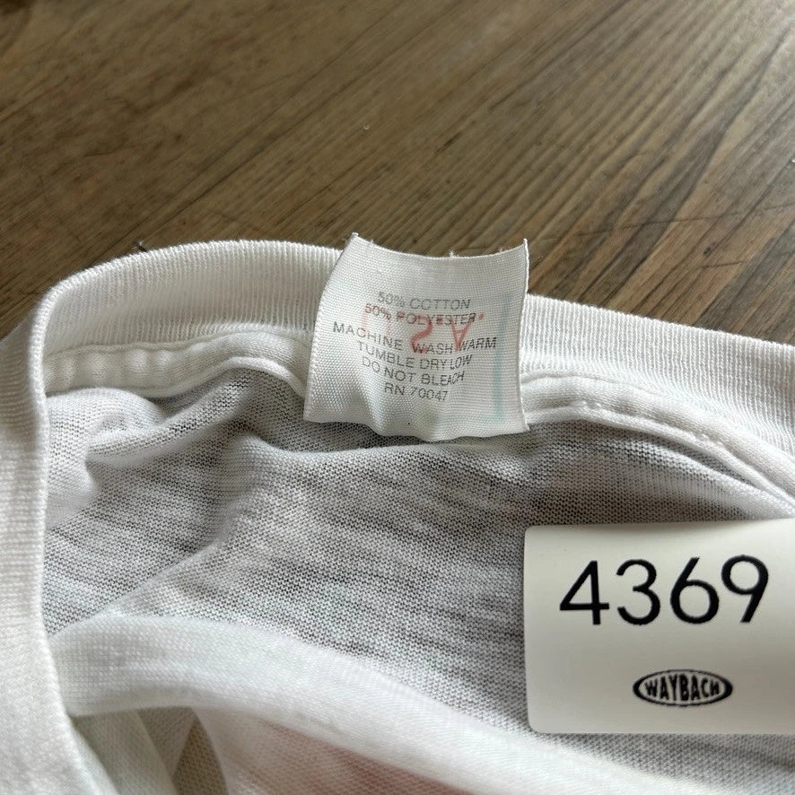 VINTAGE 90s | Tide Racing Heavy Fade Paper Thin White T-Shirt sz M