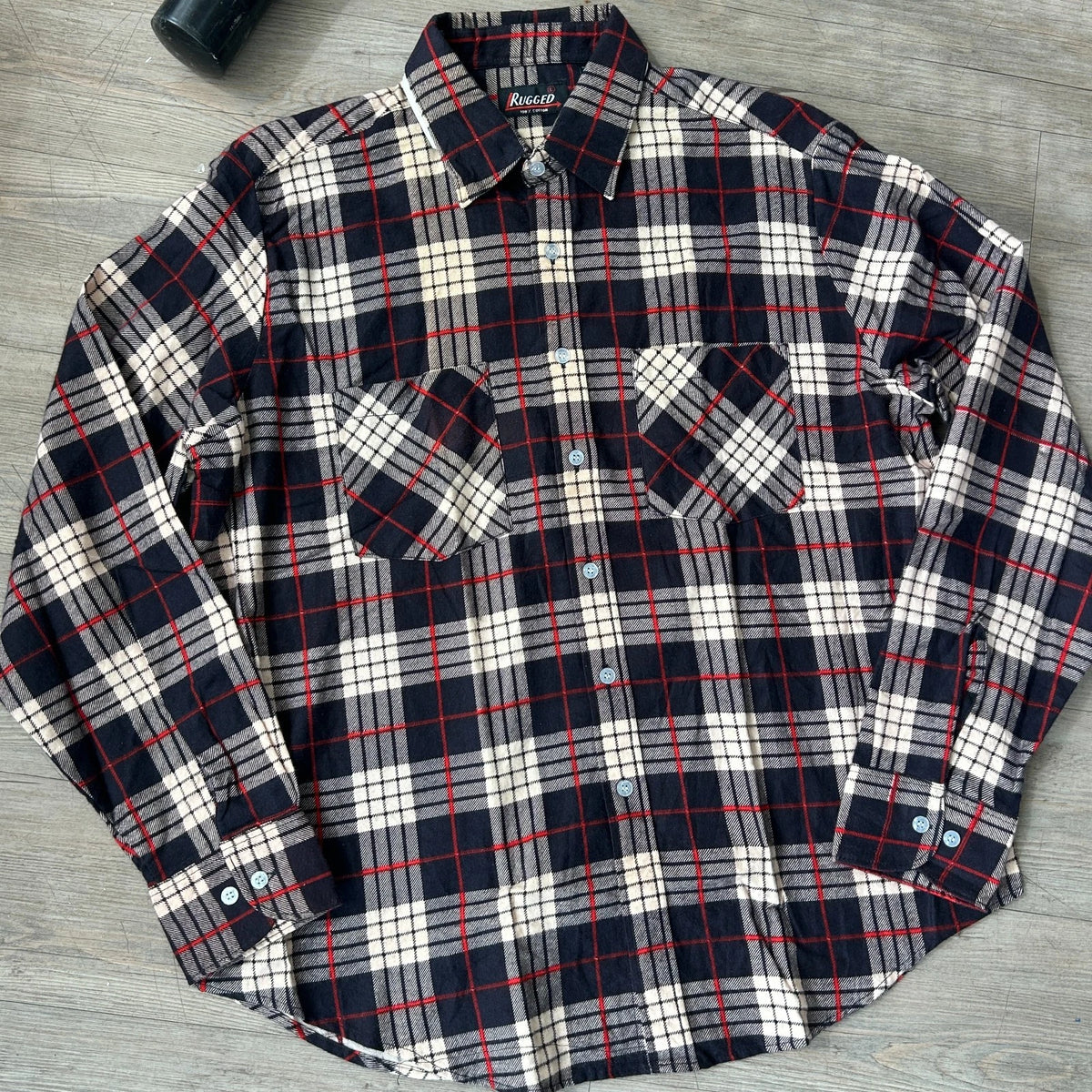 VINTAGE | Rugged Plaid Flannel Button Down Shirt sz L