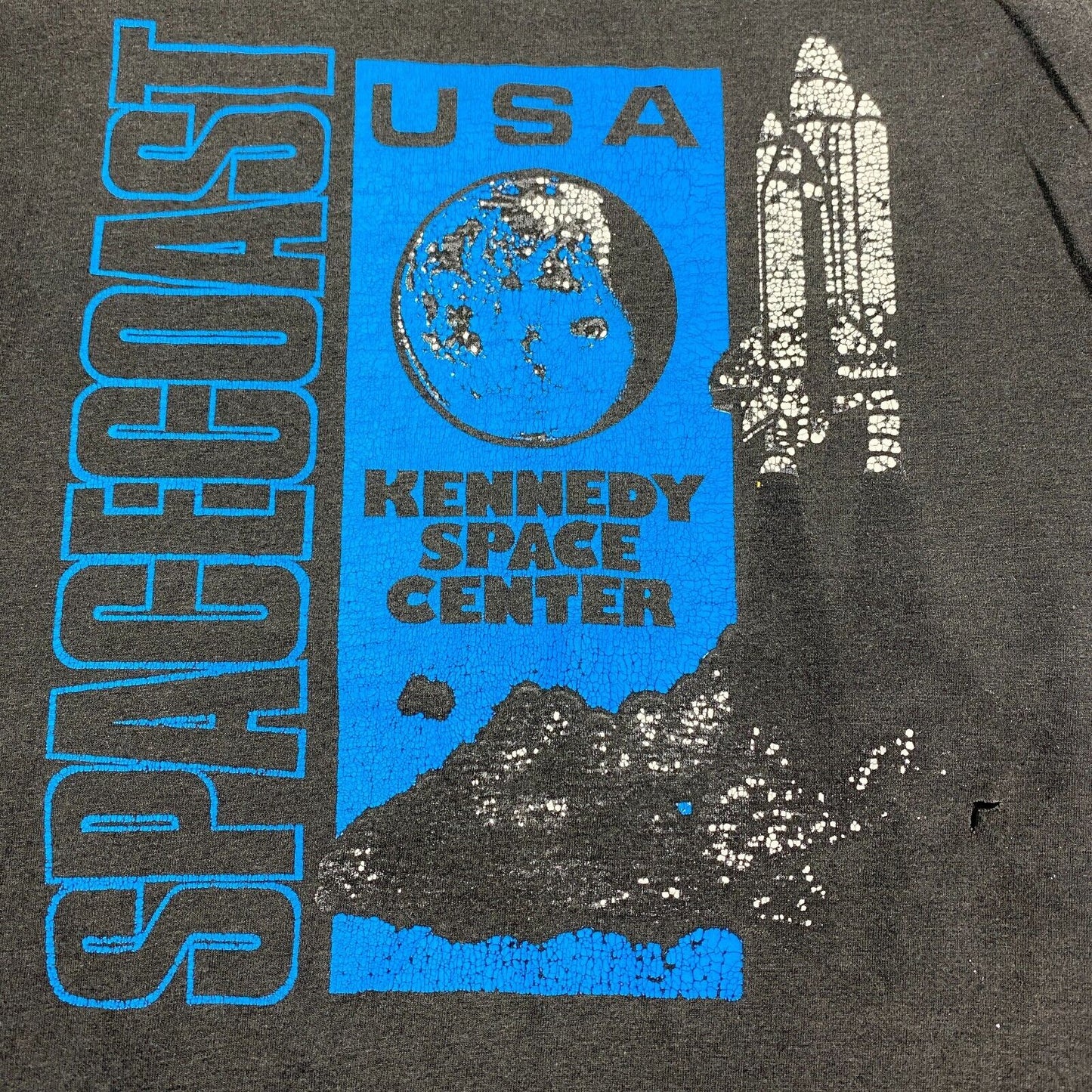 VINTAGE 90s Kennedy Space Center SpaceCoast Black T-Shirt sz S Mens