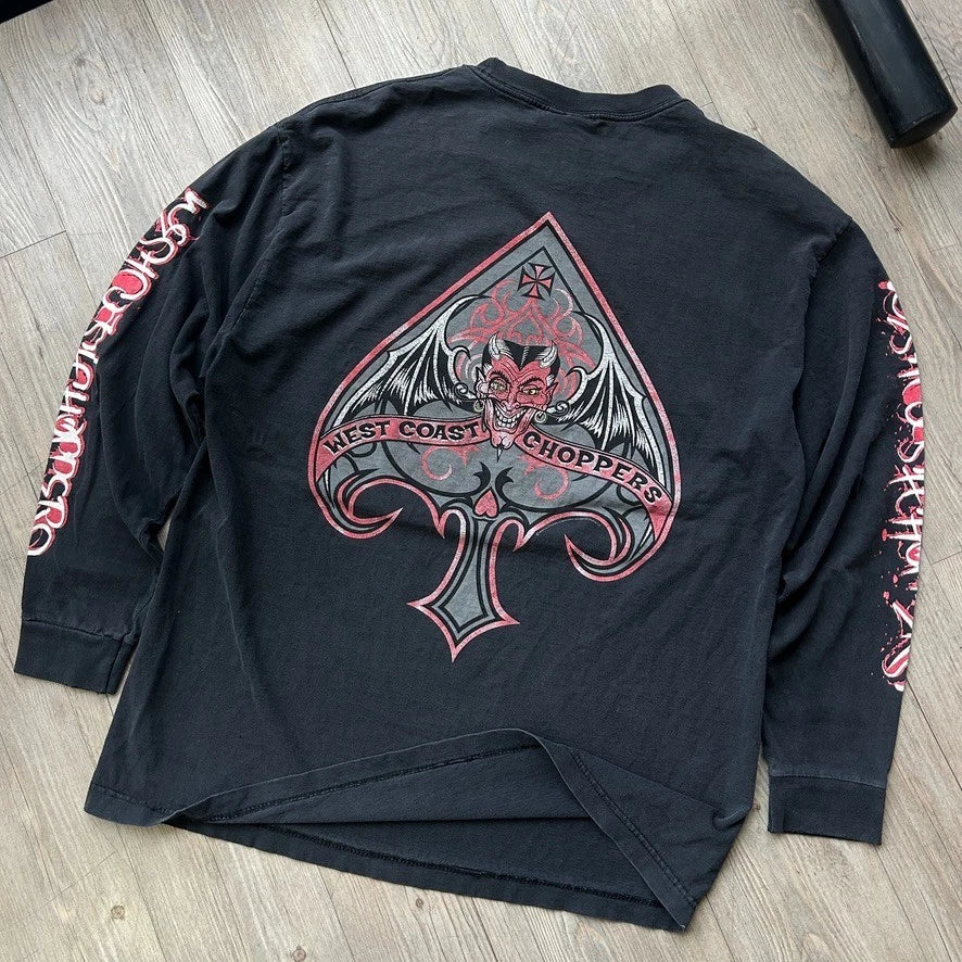 VINTAGE | West Coast Choppers Devil Ace Long Sleeve T-Shirt sz XL