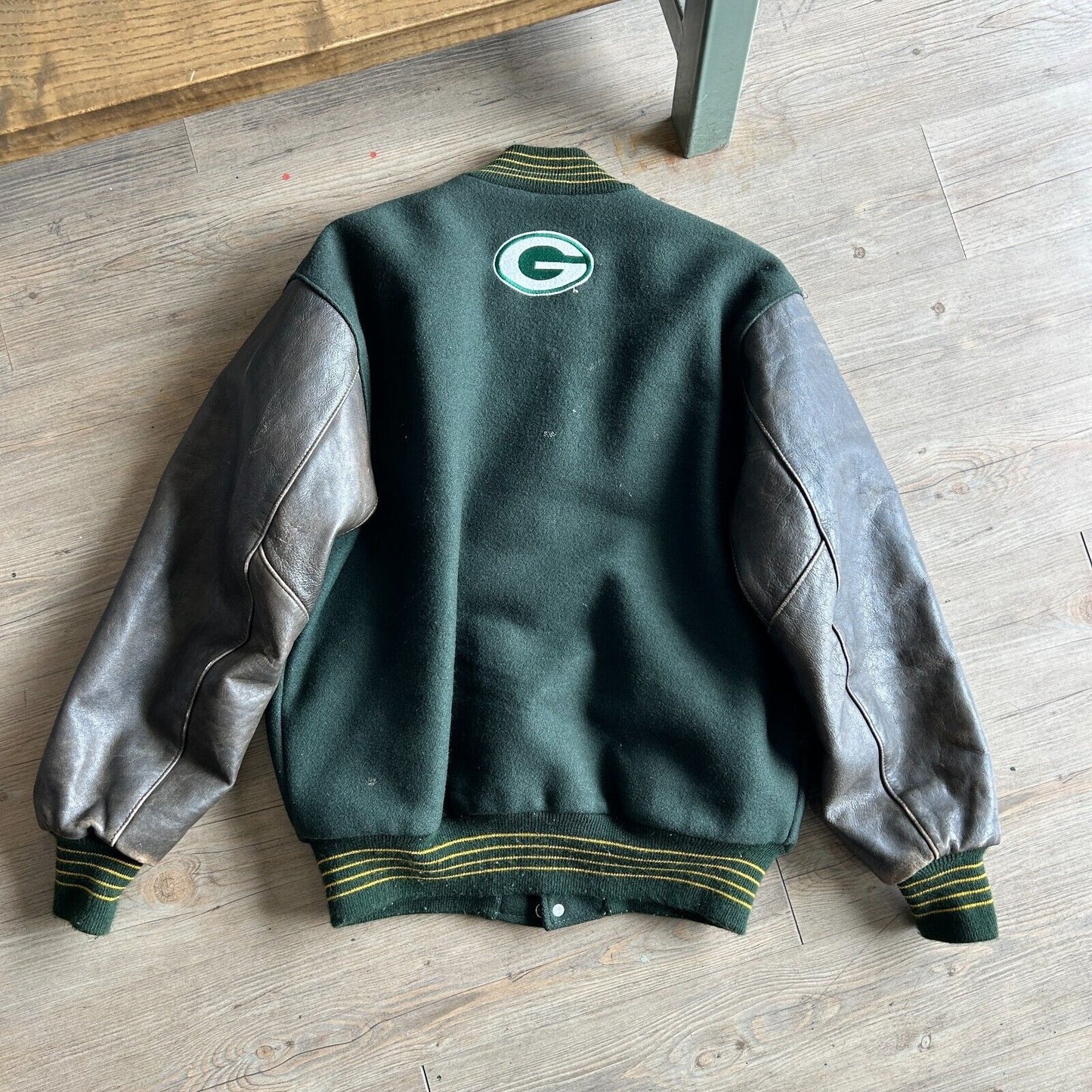 VINTAGE 90s | Green Bay Packers DeLong Varsity Football Jacket sz L Adult
