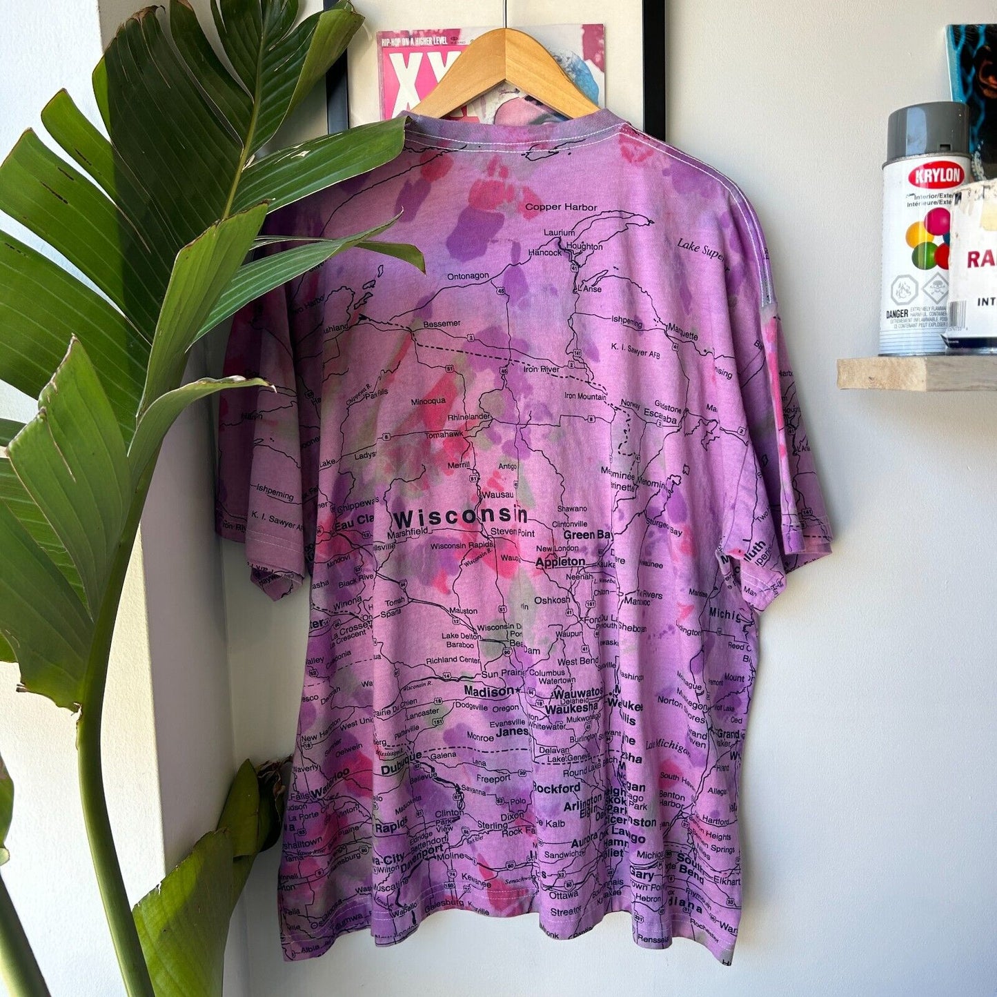 VINTAGE | Wisconsin All Over Map Graphic T-Shirt sz XL Adult