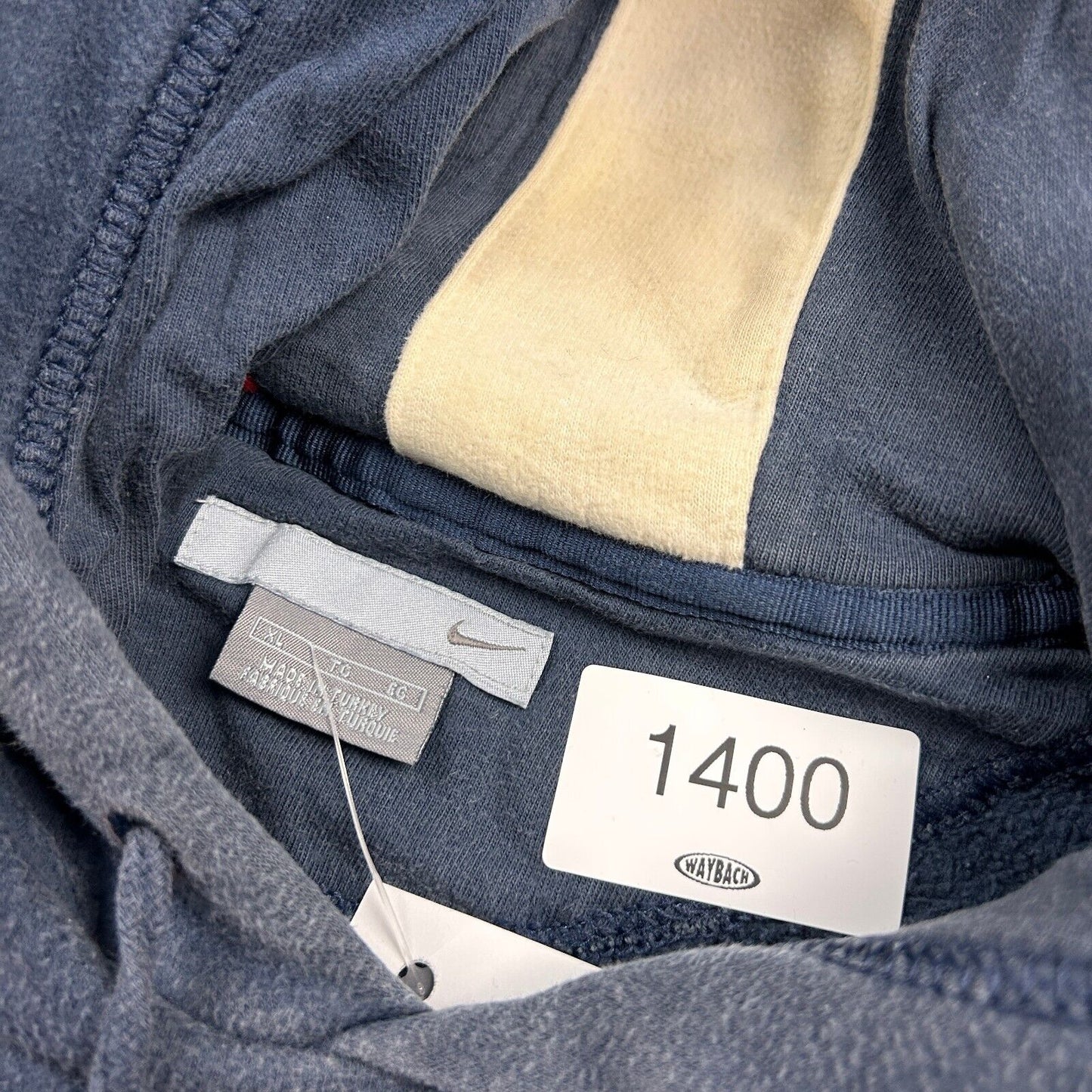 VINTAGE NIKE Embroidered Logo Striped Fleece Hoodie Sweater sz XL Adult