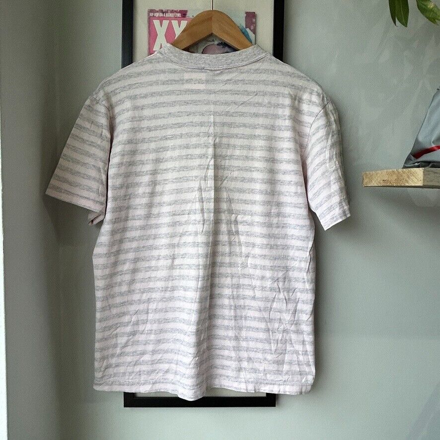 VINTAGE 80s 90s | Yale University Pink Hue Stiped T-Shirt sz S-M