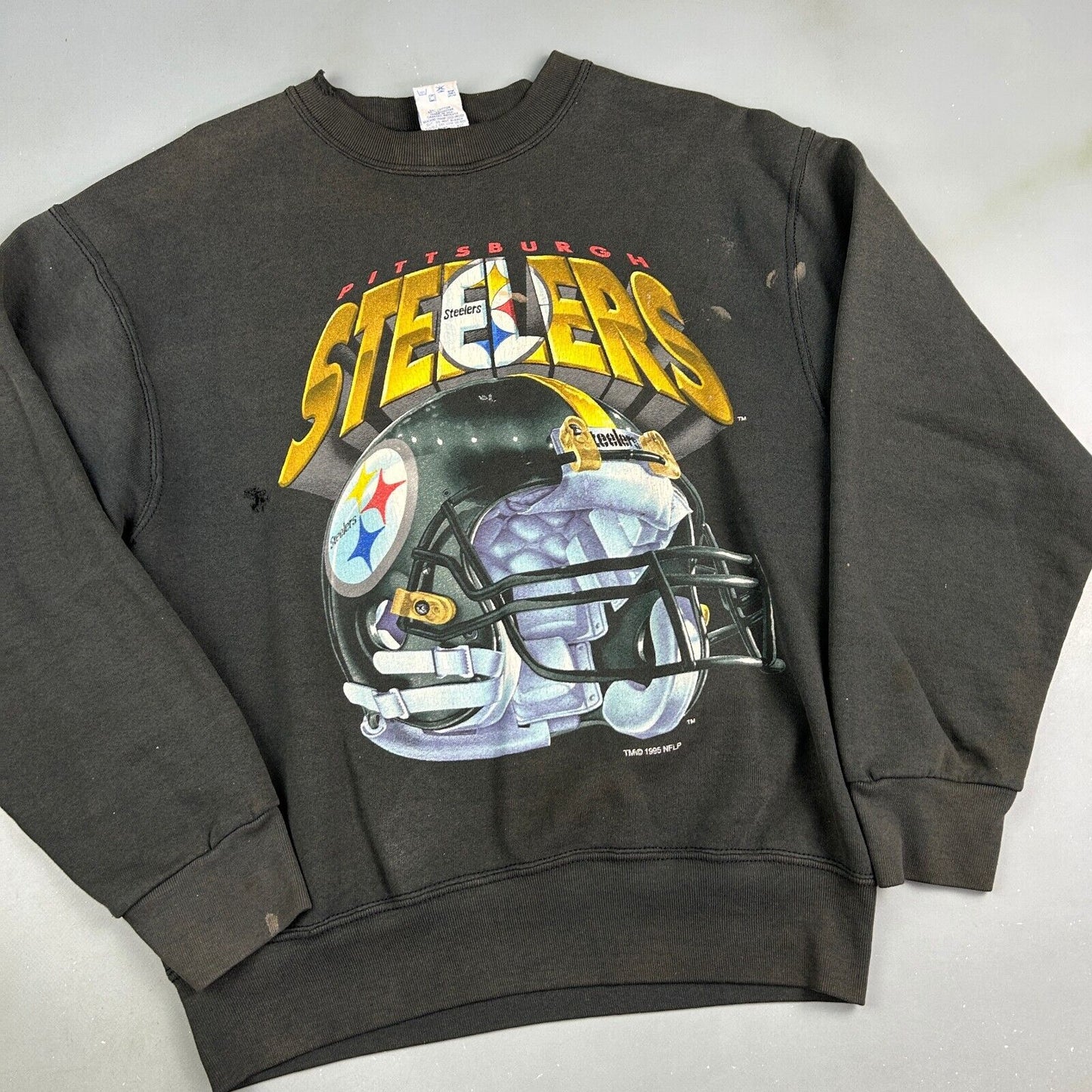 VINTAGE 1995 Pittsburgh Steelers Big Helmet Football Crewneck Sweater sz M Adult