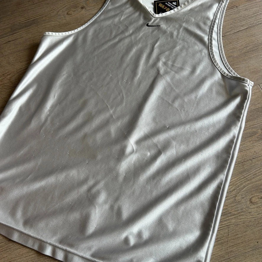 1990s | NIKE Mid Swoosh Silver Sleeveless Jersey Shirt sz L