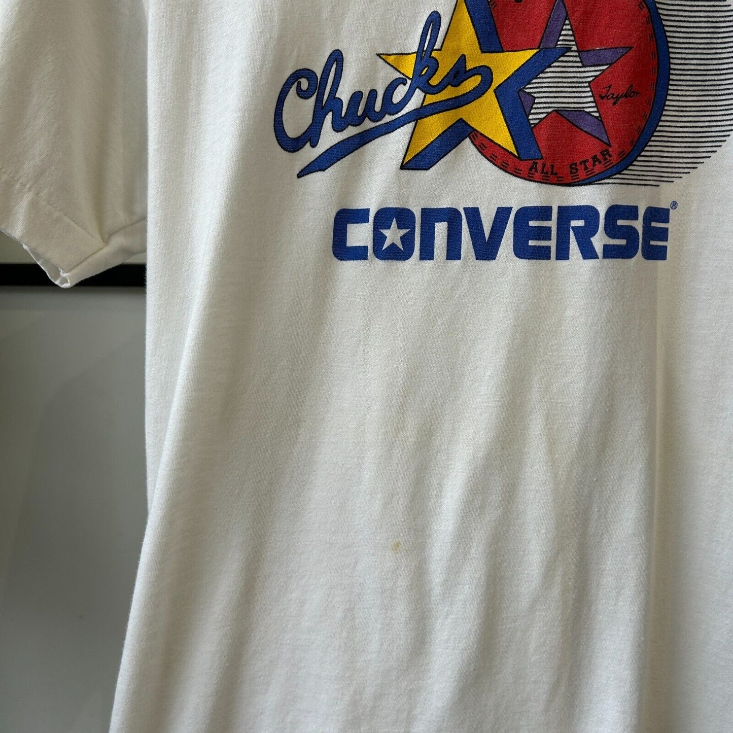 VINTAGE 80s | CONVERSE All Star Chucks Taylor Logo T-Shirt sz S Adult