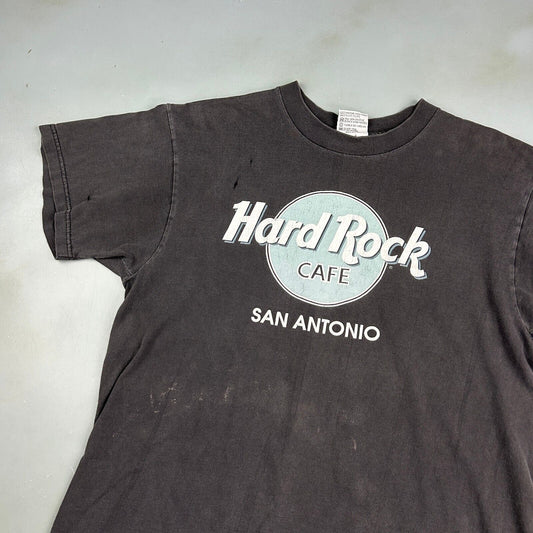 VINTAGE 90s Hard Rock Cafe San Antonio Black T-Shirt sz Medium Adult