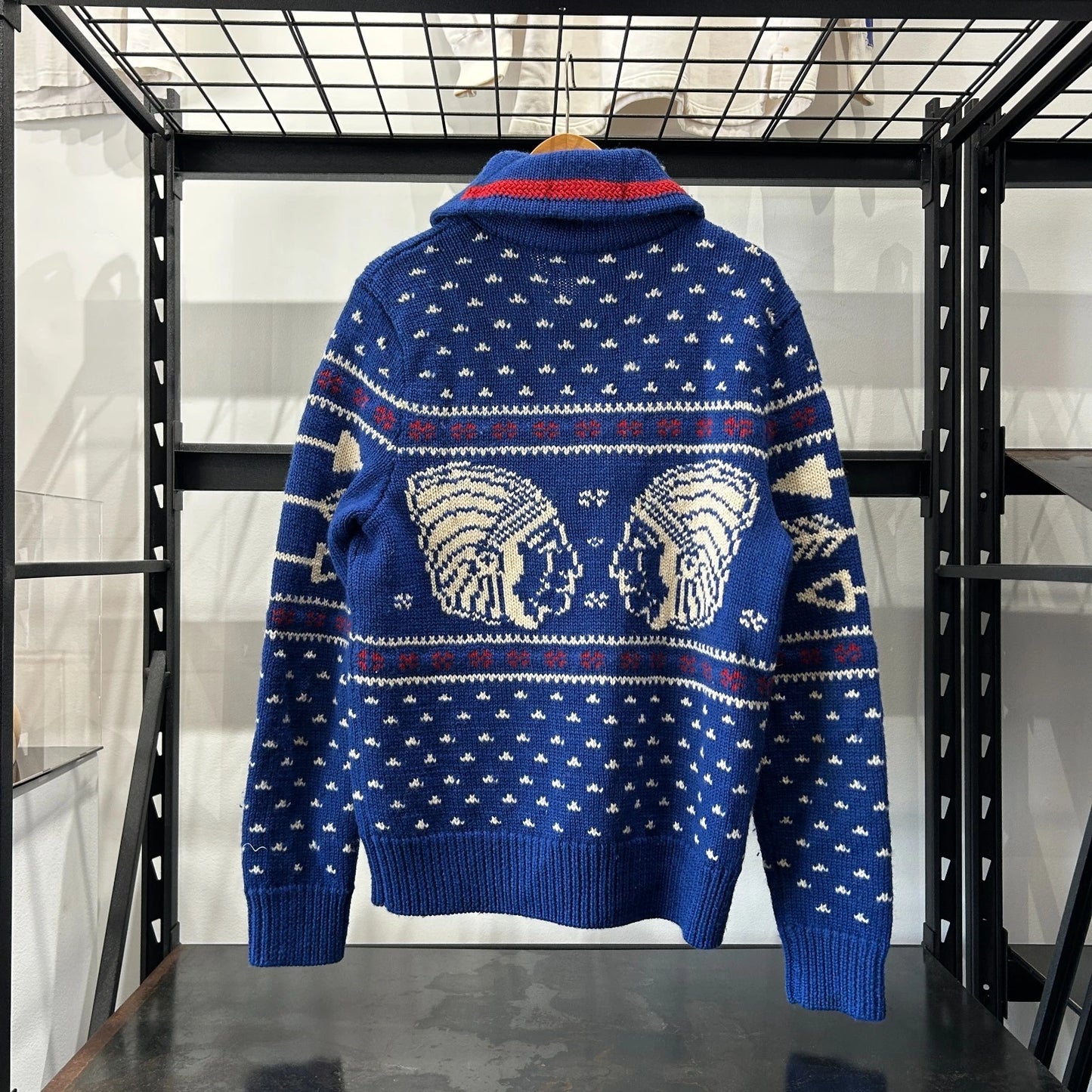 VINTAGE | Ralph Lauren RUGBY Indian Head Shawl Knit Sweater sz L