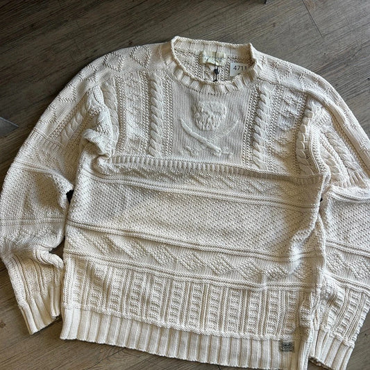 Denim & Supply Ralph Lauren | Vintage Cream Skull Cable Knit Sweater sz M/L