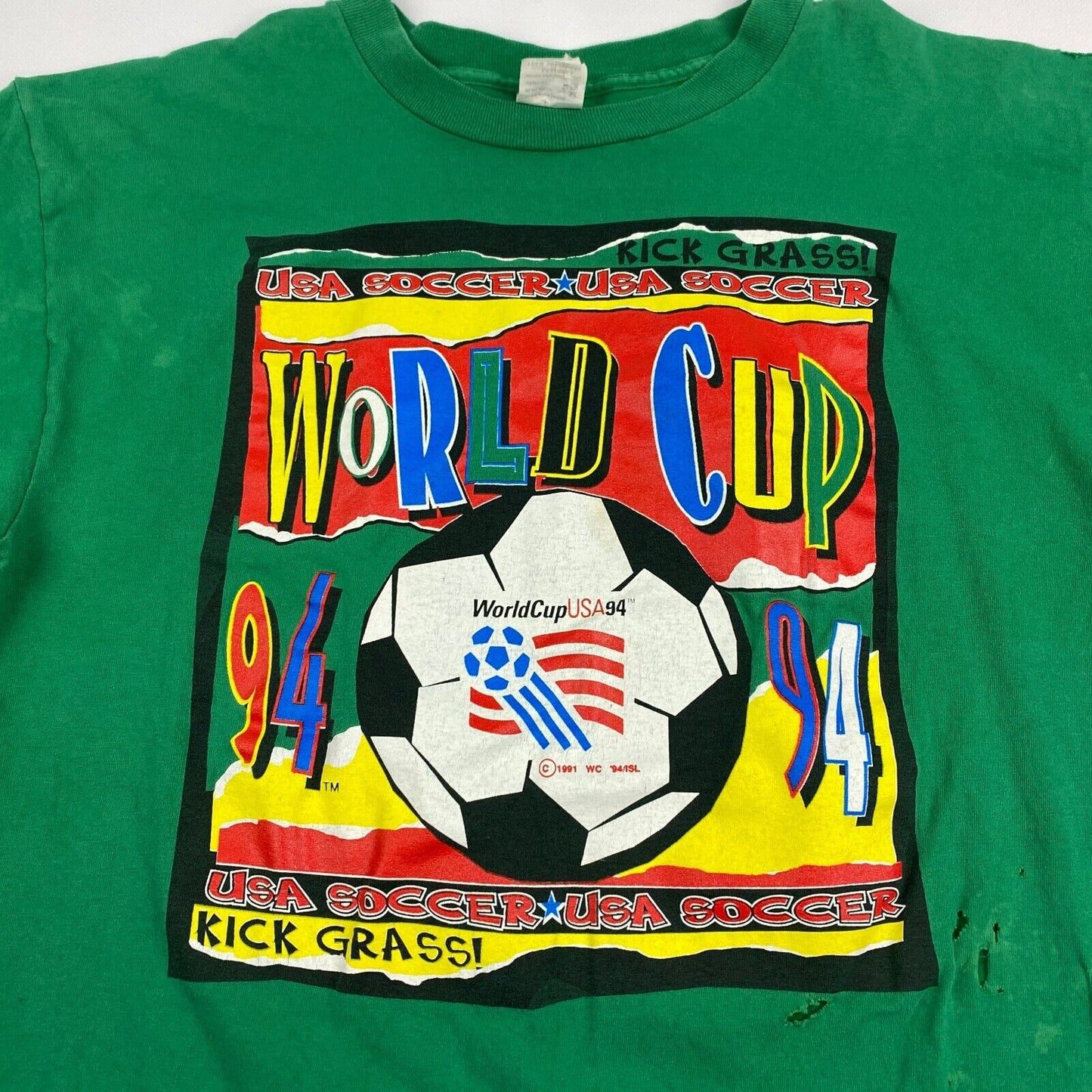 VINTAGE 1994 World Cup USA Soccer Green T-Shirt sz Large Men
