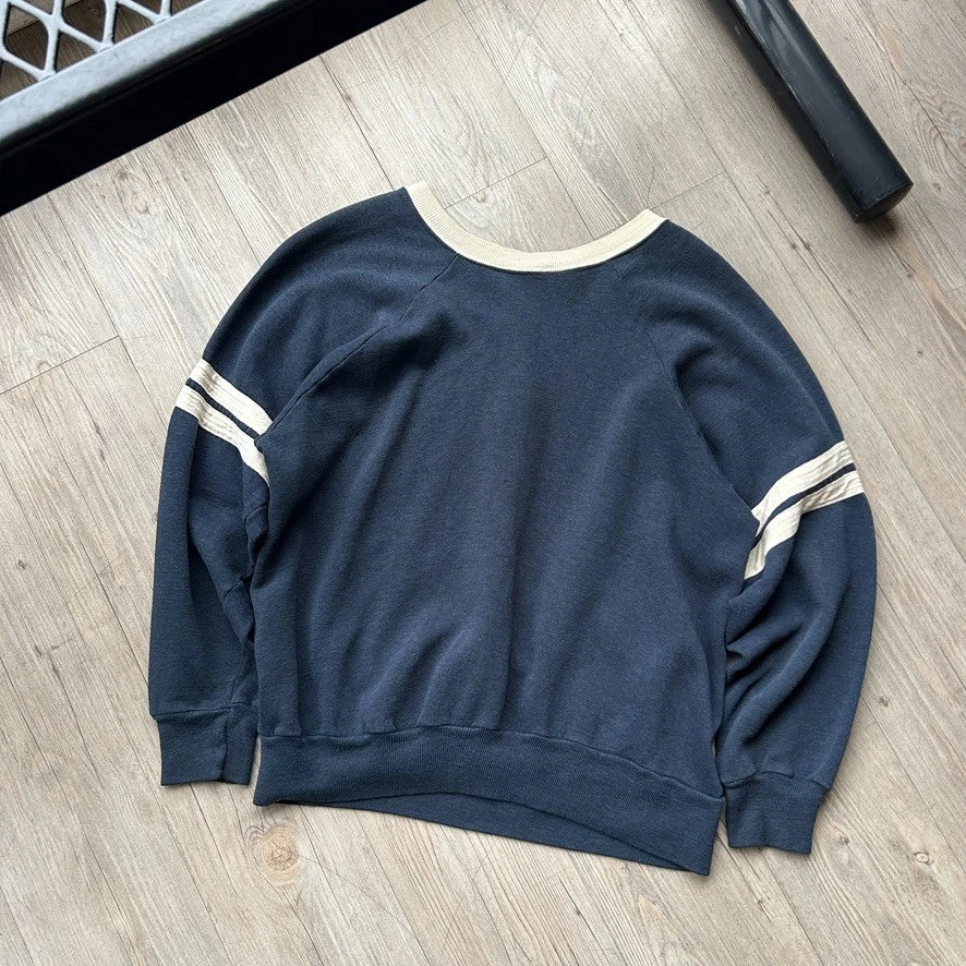 VINTAGE 70s | Blank Athletic Faded Raglan Crewneck Sweater sz S/M