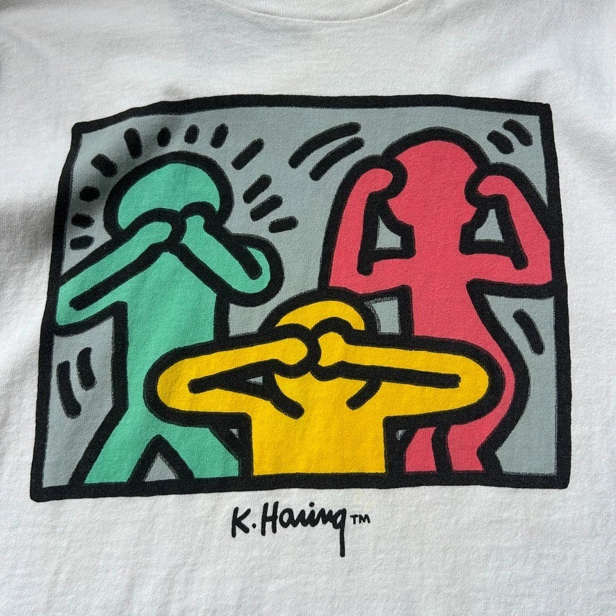 VINTAGE 90s | Keith Haring See No Evil Artwork T-Shirt sz XL
