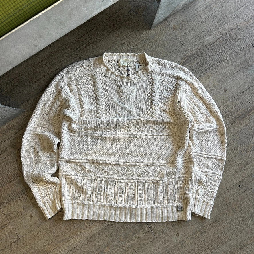 Denim & Supply Ralph Lauren | Vintage Cream Skull Cable Knit Sweater sz M/L