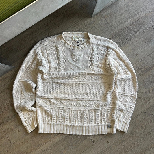 Denim & Supply Ralph Lauren | Vintage Cream Skull Cable Knit Sweater sz M/L