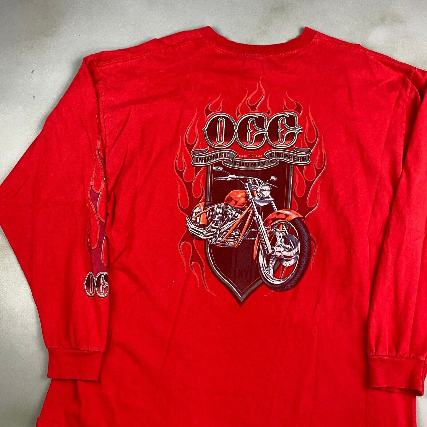 VINTAGE Orange County Choppers Flames Long Sleeve Biker T-Shirt sz XL Adult