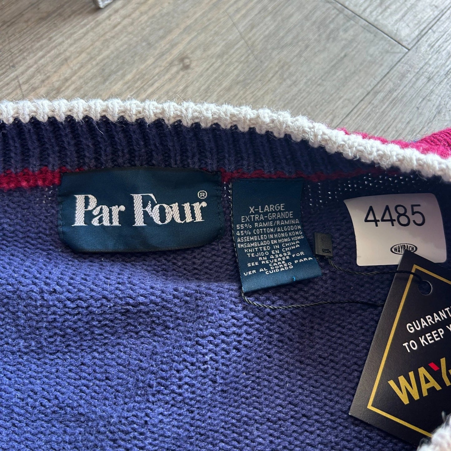 PAR FOUR | GOLF Shot Embroidered Artwork Vintage V-Neck Knit Sweater sz XL