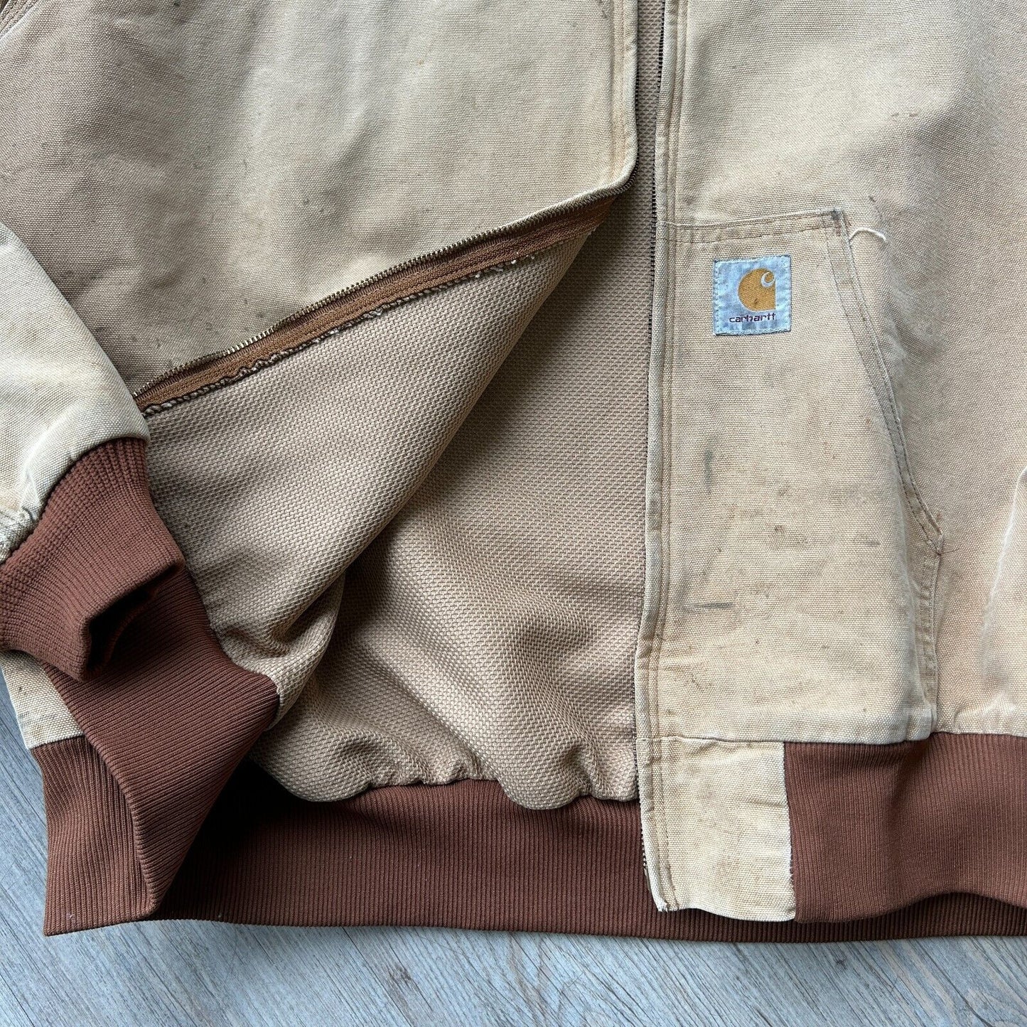VINTAGE | CARHARTT Sun Faded Thermal Lined Hooded Workwear Jacket sz 4XL Adult