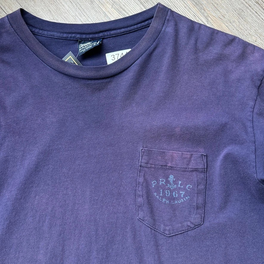 VINTAGE 90s | Polo Ralph Lauren P.R.L.C Anchor Faded Pocket T-Shirt sz XL