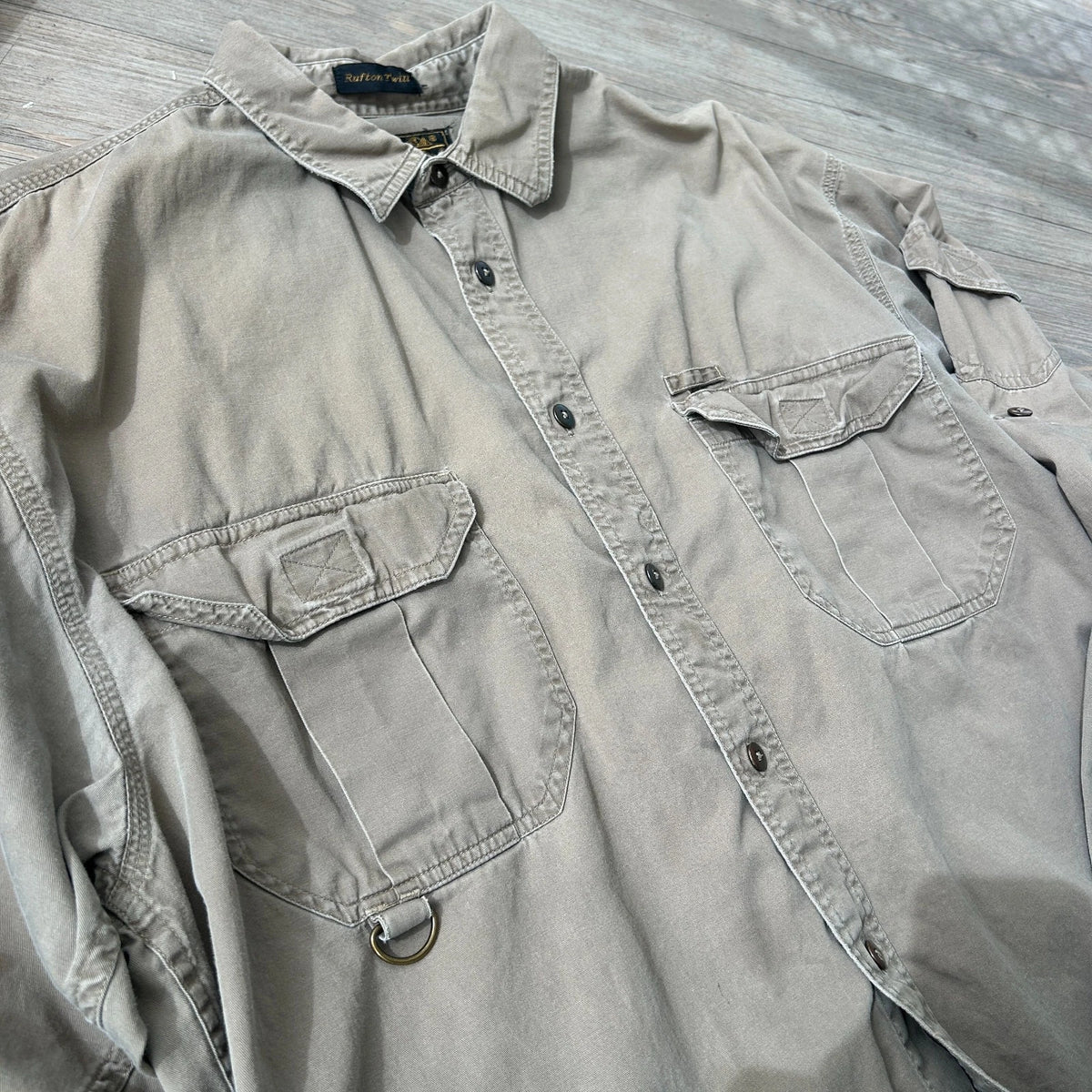 VINTAGE 90s | Eddie Bauer Rufton Twill Multi Pocket Button Down Shirt sz L