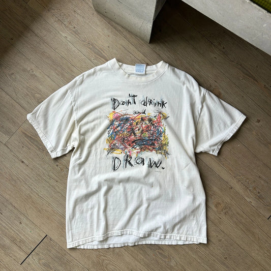 VINTAGE | Don't Drink & Draw Fred Babb Thrashed T-Shirt sz L