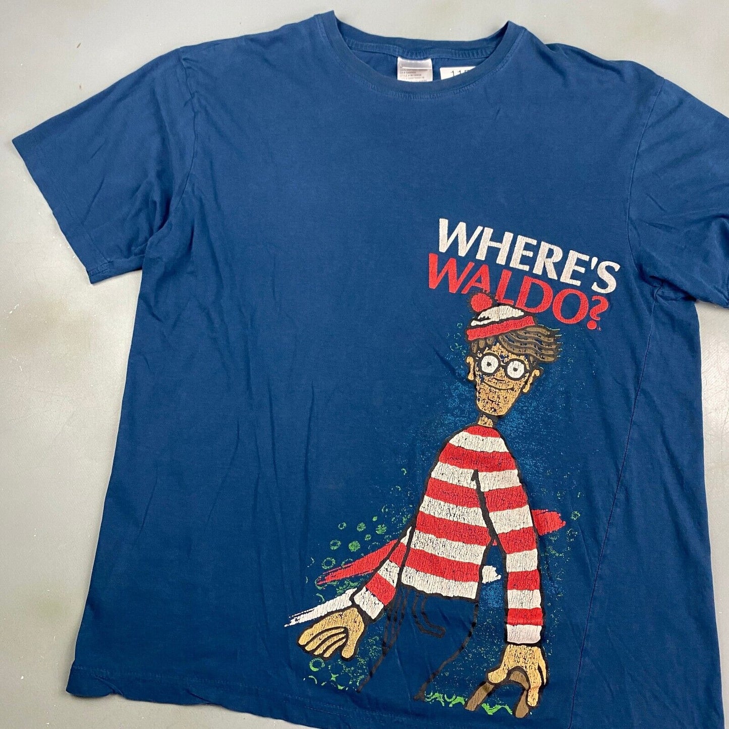 VINTAGE Wheres Waldo? Character Navy T-Shirt sz Large Adult