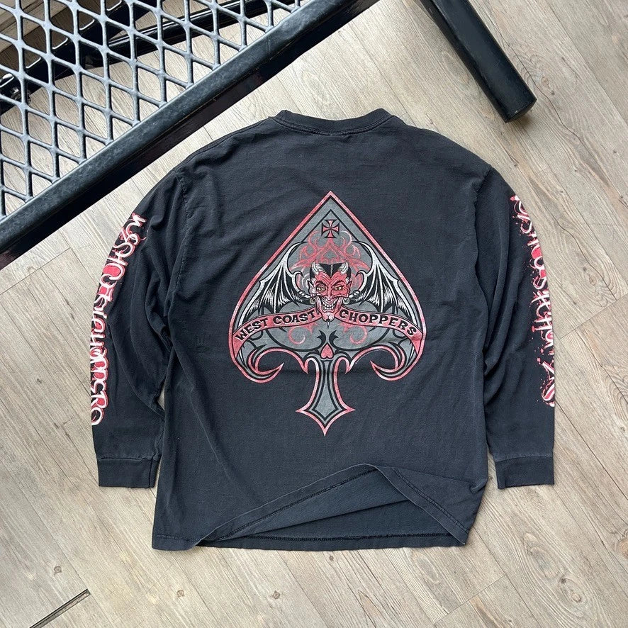 VINTAGE | West Coast Choppers Devil Ace Long Sleeve T-Shirt sz XL