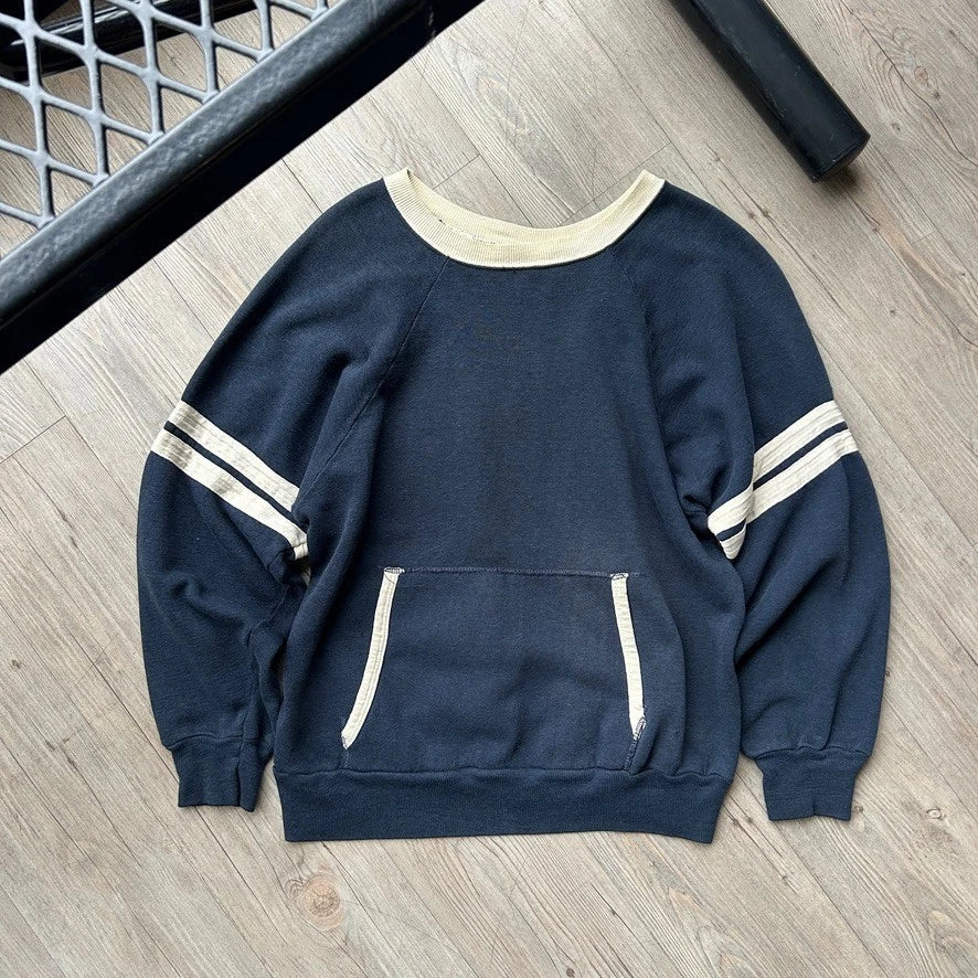 VINTAGE 70s | Blank Athletic Faded Raglan Crewneck Sweater sz S/M