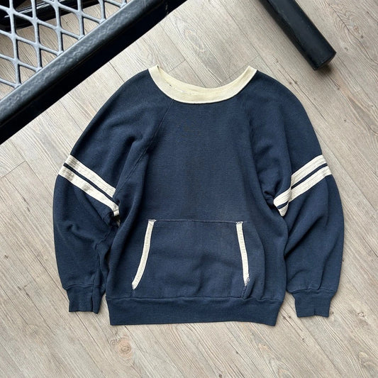 VINTAGE 70s | Blank Athletic Faded Raglan Crewneck Sweater sz S/M
