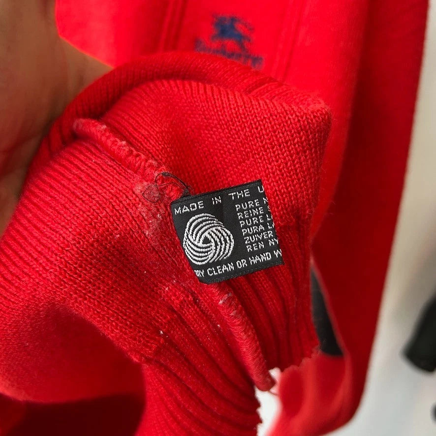 BURBERRYS 1990 | Vintage Suede Patch Wool Knit Sweater sz L
