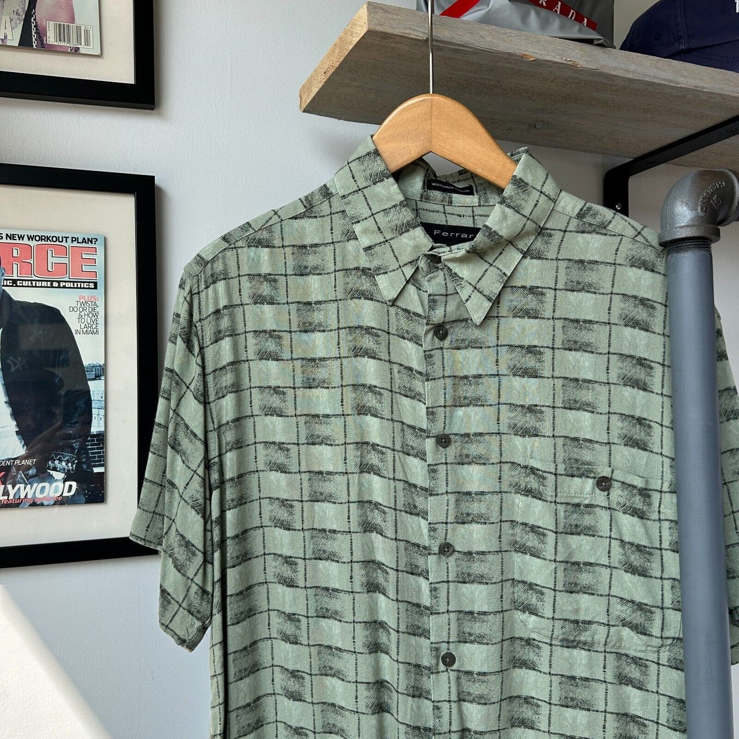 VINTAGE | J. Ferrar Checkered Short Sleeve Button Down Shirt sz M