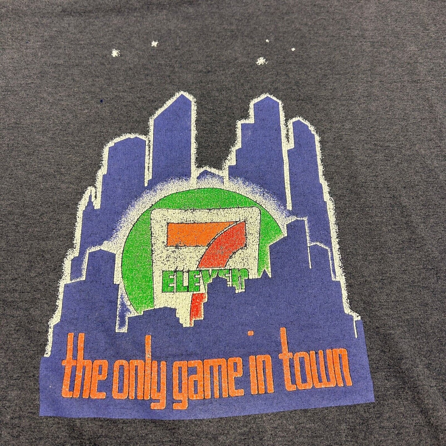 VINTAGE 7-Eleven The Only Game In Town Faded Black T-Shirt sz XXL Adult