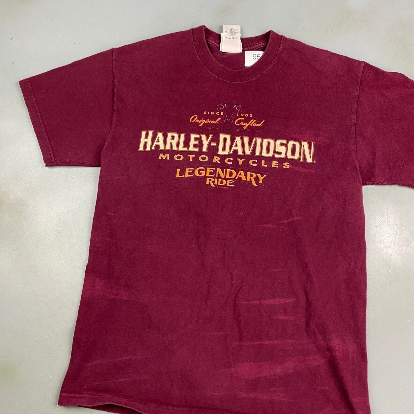 VINTAGE Harley Davidson Legendary Ride Red Biker T-Shirt sz Medium Mens Adult