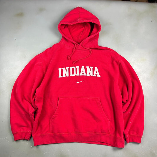VINTAGE | NIKE Mid Swoosh Indiana Red Hoodie Sweater sz XXL Adult