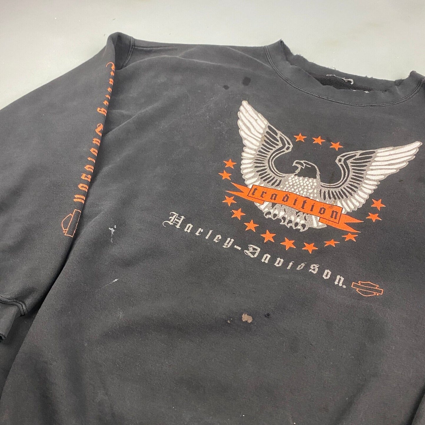 VINTAGE 90s Harley Davidson Faded Biker Crewneck Sweater sz XXL - 3XL Mens Adult