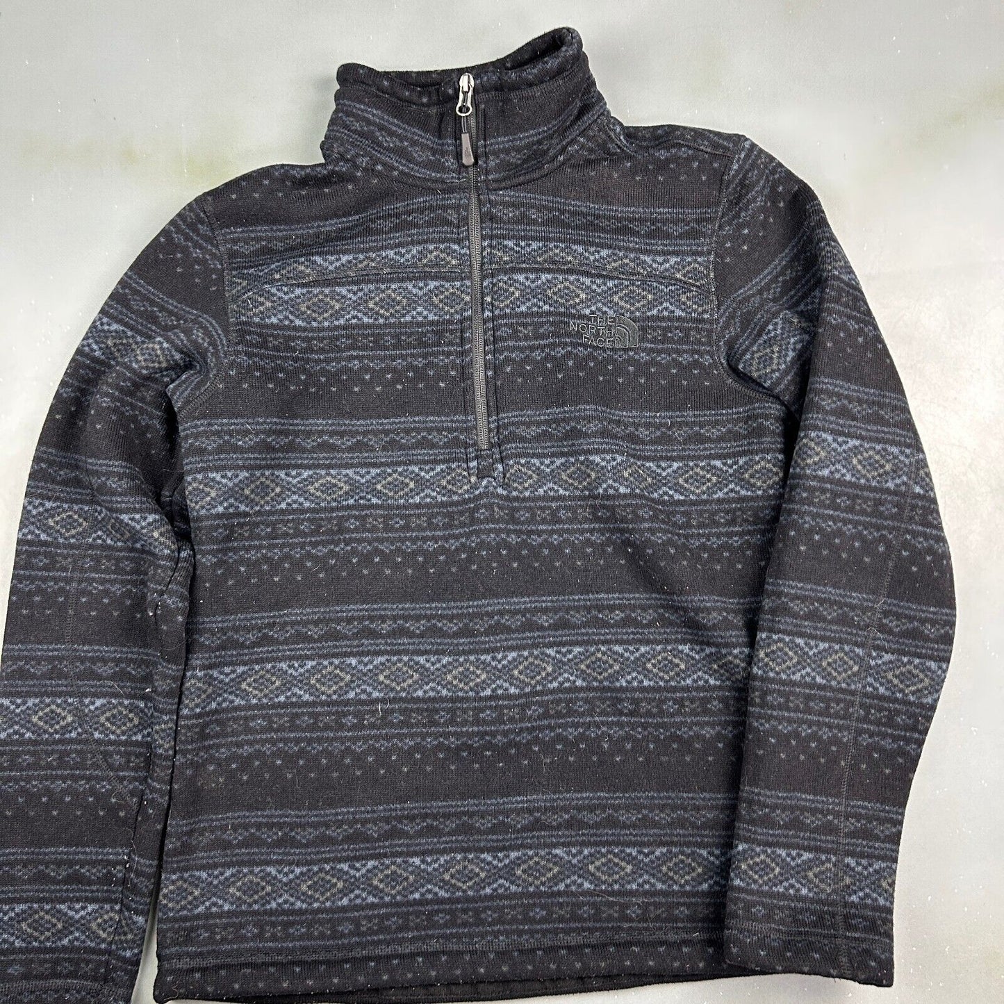 VINTAGE The North Face 1/4 Zip All Over Print Fleece Sweater sz Small Adult