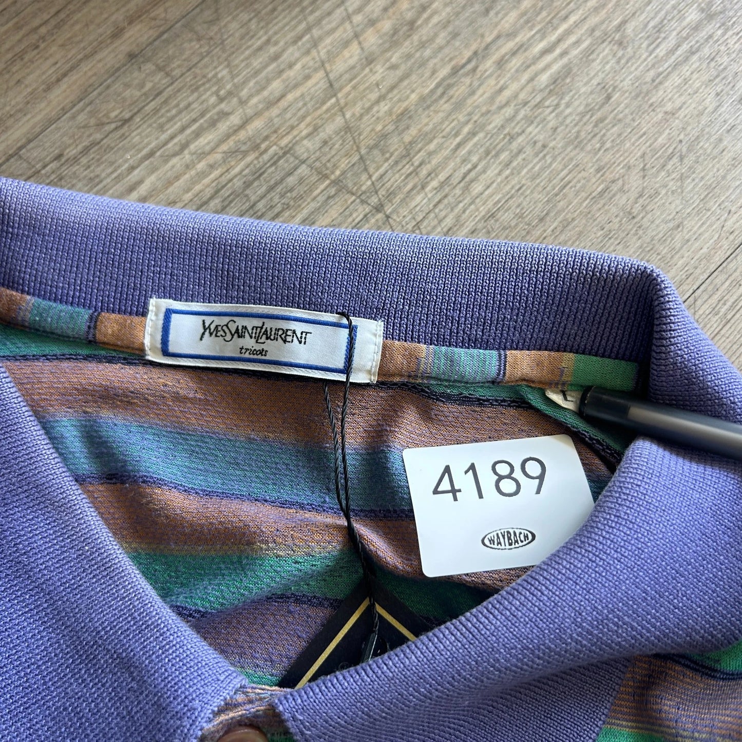 VINTAGE 80s | Yves Saint Laurent Tricots Striped YSL Polo Shirt sz L