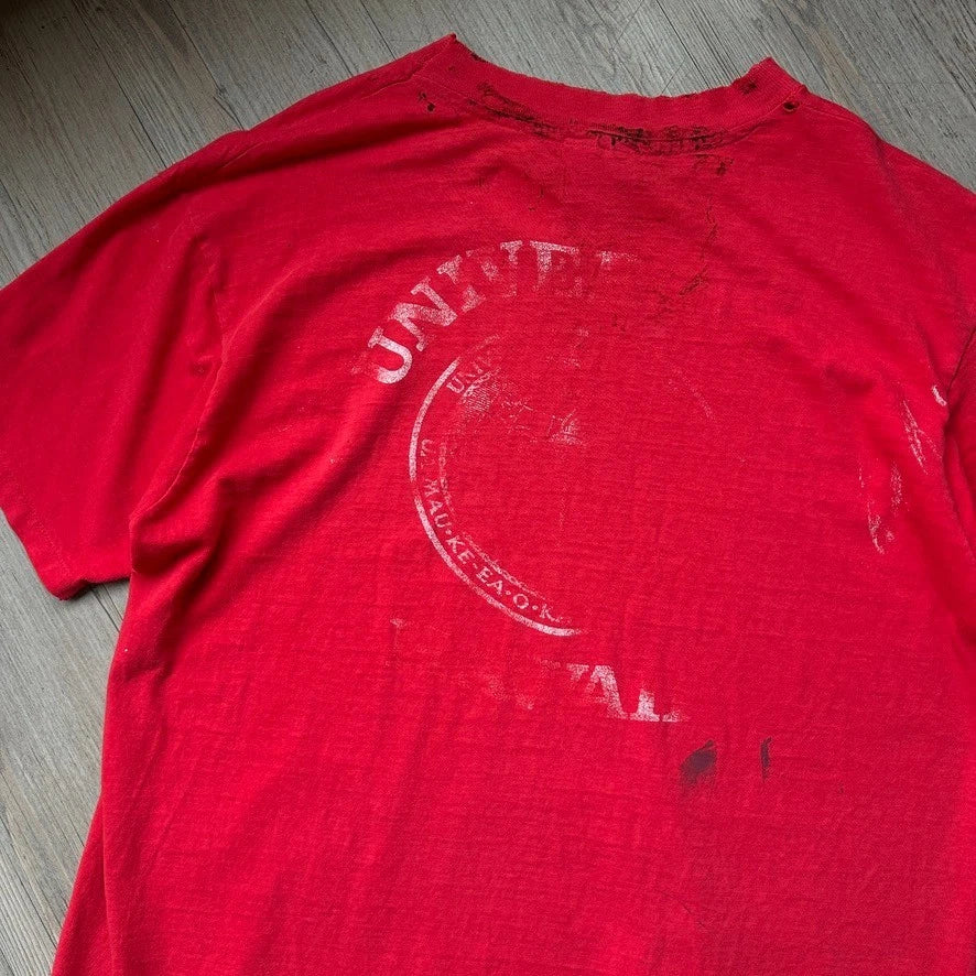 VINTAGE 90s | University Of Hawaii Faded Thrashed Logo T-Shirt sz L
