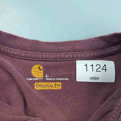 VINTAGE Carhartt Faded Maroon Henley Long Sleeve Pocket T-Shirt sz Large Adult