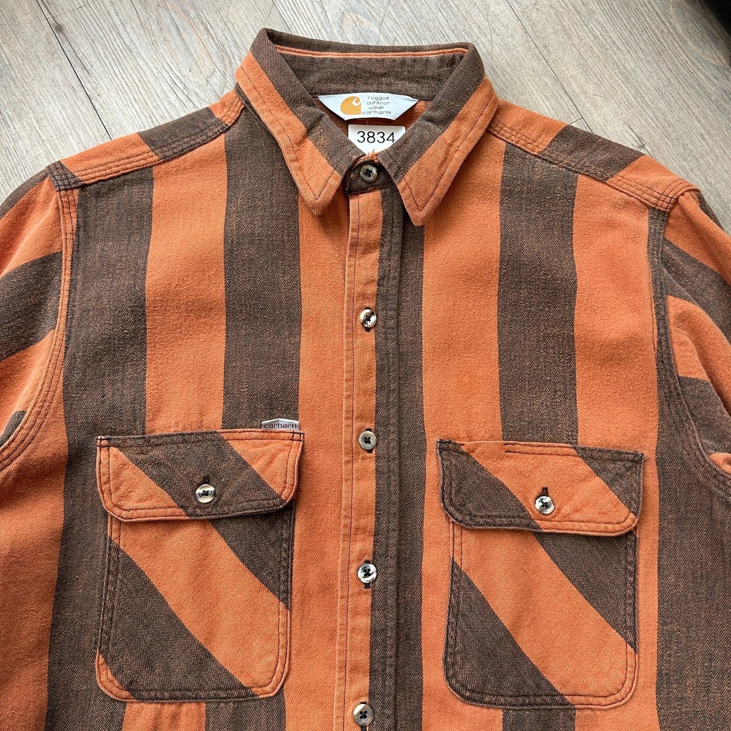 VINTAGE | Carhartt Rugged Outdoor Wear Striped Button Down Shirt sz L