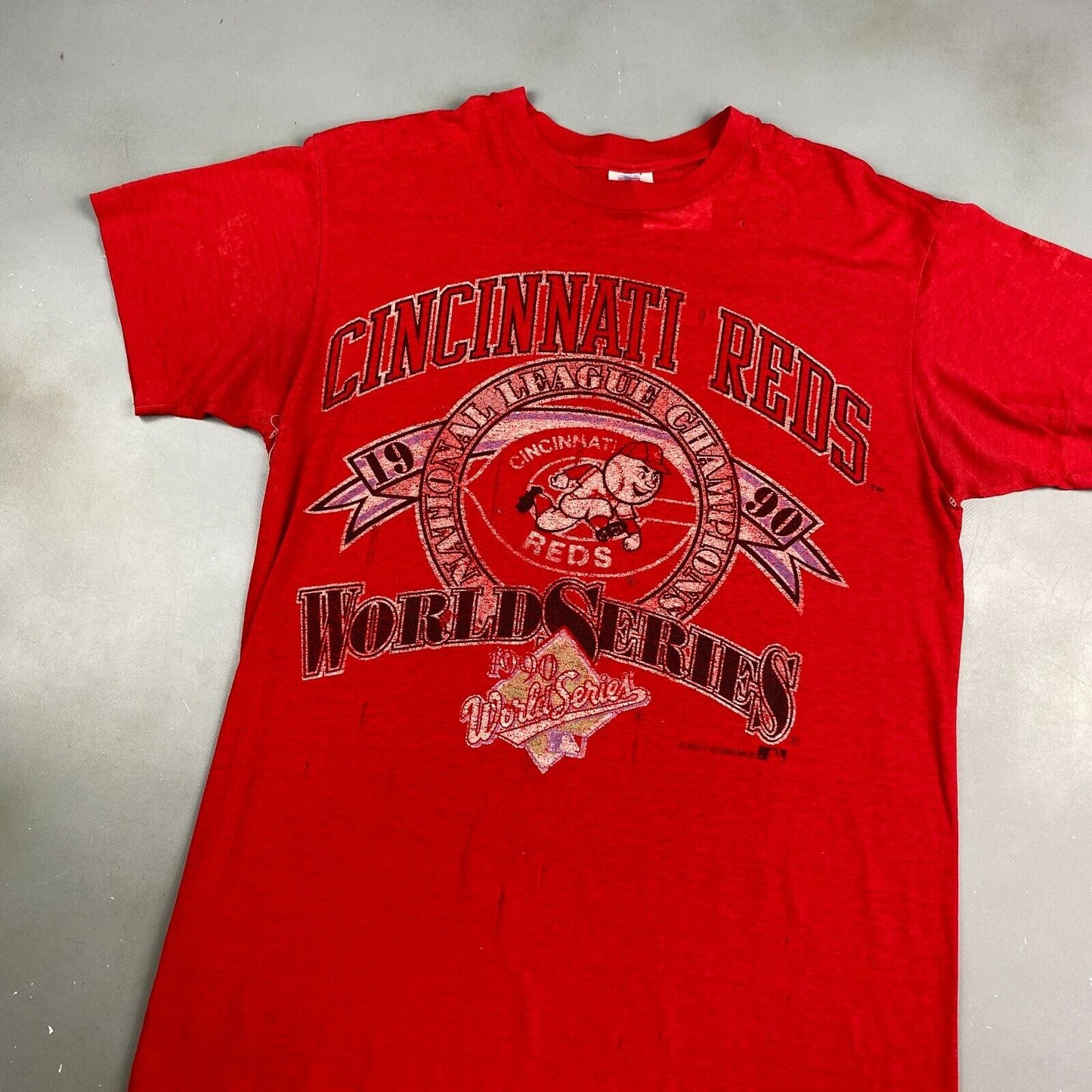 VINTAGE 90s World Series Cincinnati Reds MLB Baseball T-Shirt sz M Men Adult