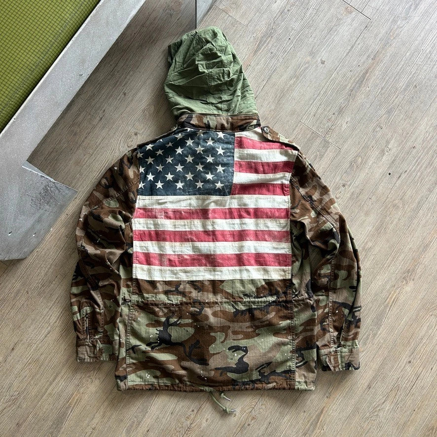 Vintage Y2k | Denim & Supply Ralph Lauren USA Flag Camo M65 Field Jacket sz L