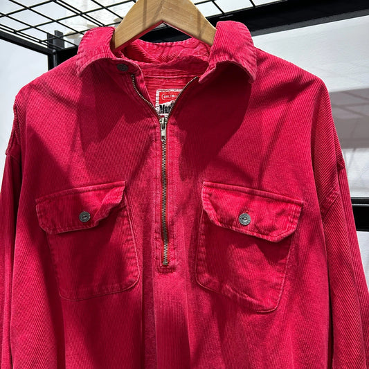 VINTAGE 80s | Marlboro Unlimited Faded Corduroy 1/2 Zip Shirt sz L/XL