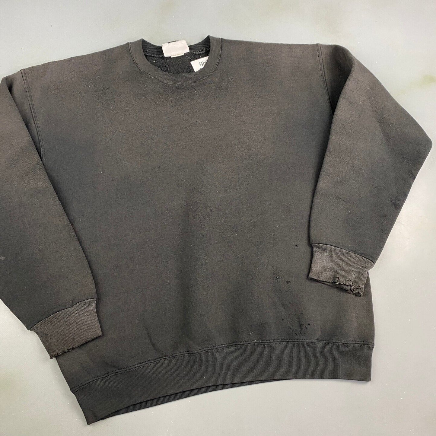 VINTAGE 90s Lee Blank Faded Black Crewneck Sweater sz XL Men MadeinUSA