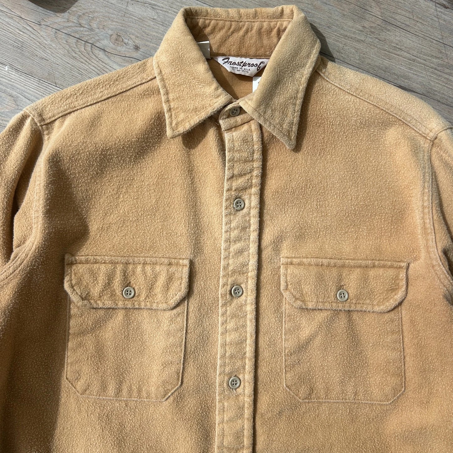 VINTAGE | Frostproof Faded Brown Chamois Cloth Button Down Shirt sz M