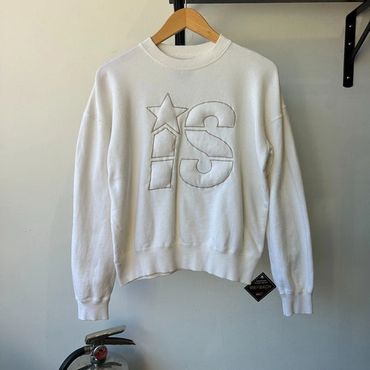 I.S. Issey Sport | 1980s Issey Miyake Puff Logo White French Terry Sweater sz S